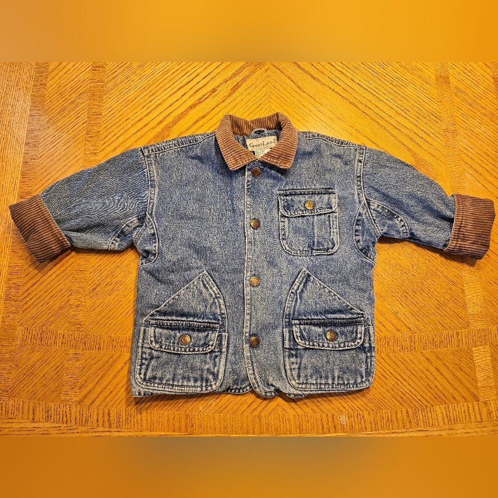 Great Land Toddler 2T Jean jacket with brown corduroy collar and cuffs. Vintage